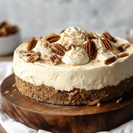 Uma fatia de bolo com nozes e chantilly.