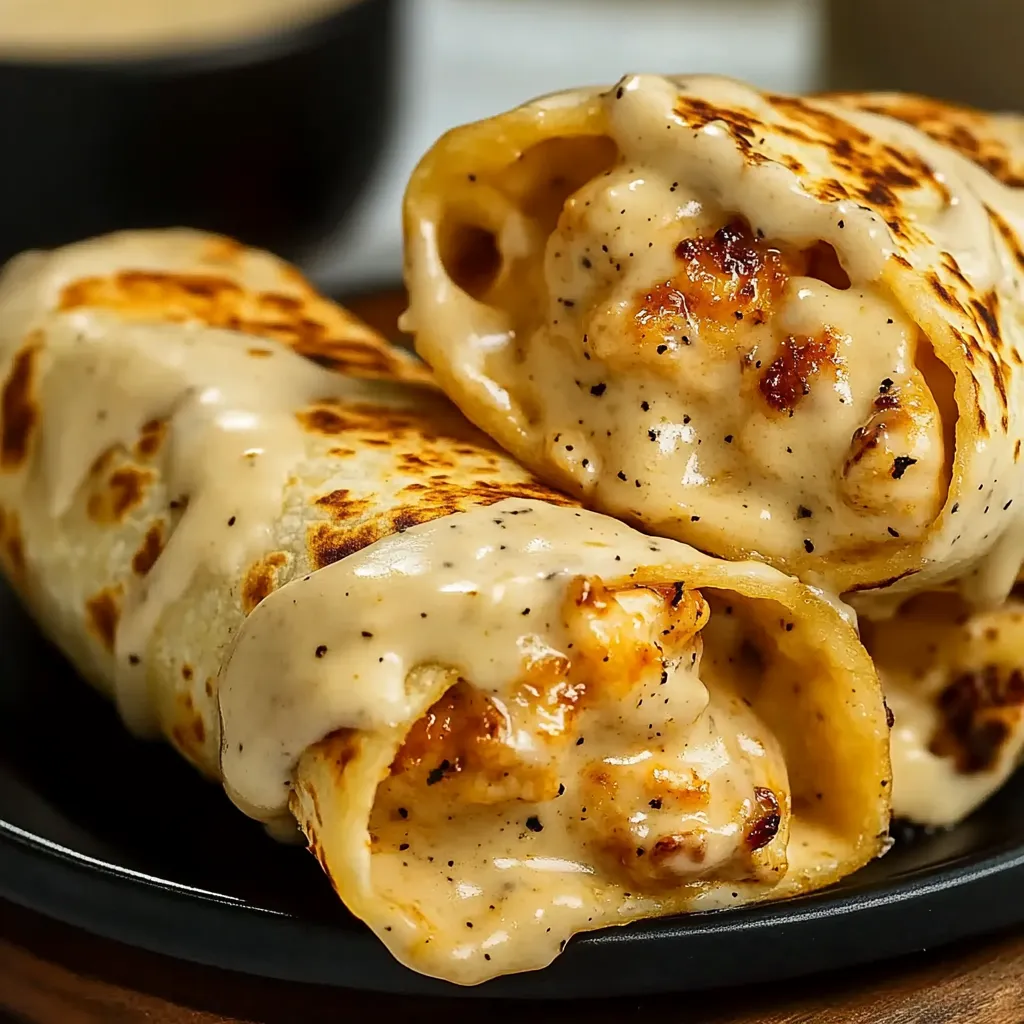 Dois pedaços do wrap num prato.