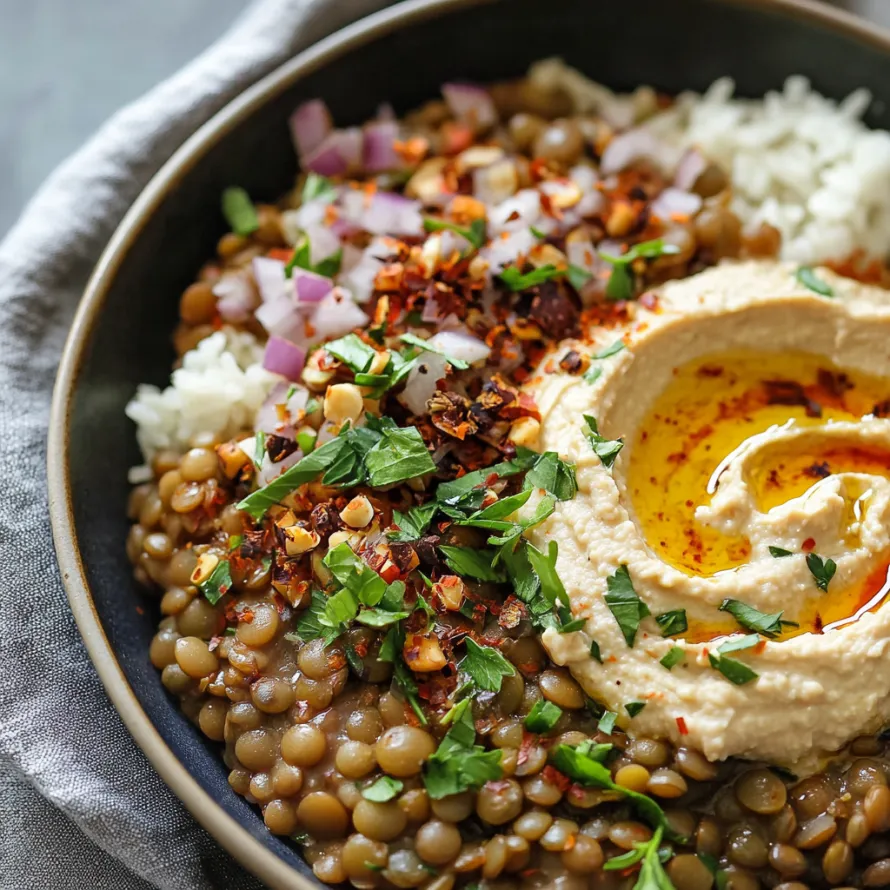 Um bowl de comida com molho amarelo.