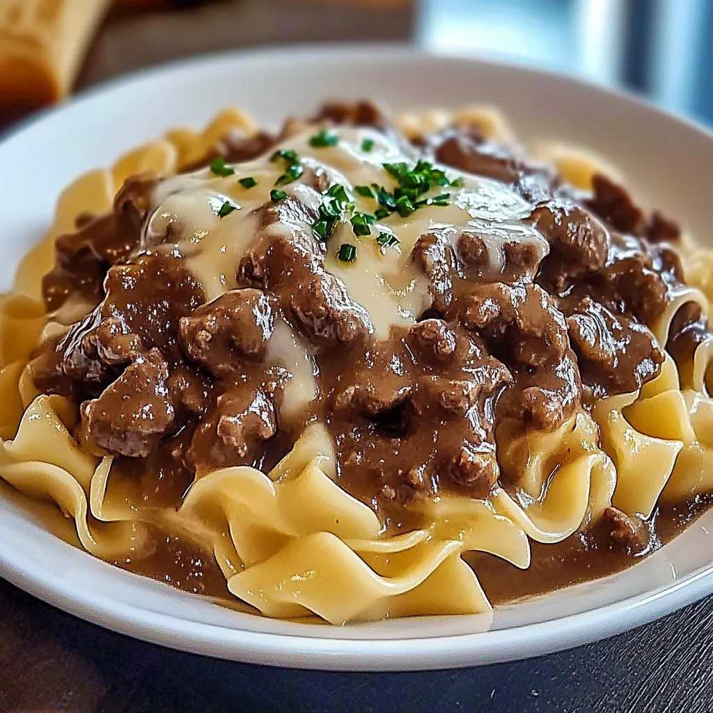 Carne Cebola Macarrão Cremoso