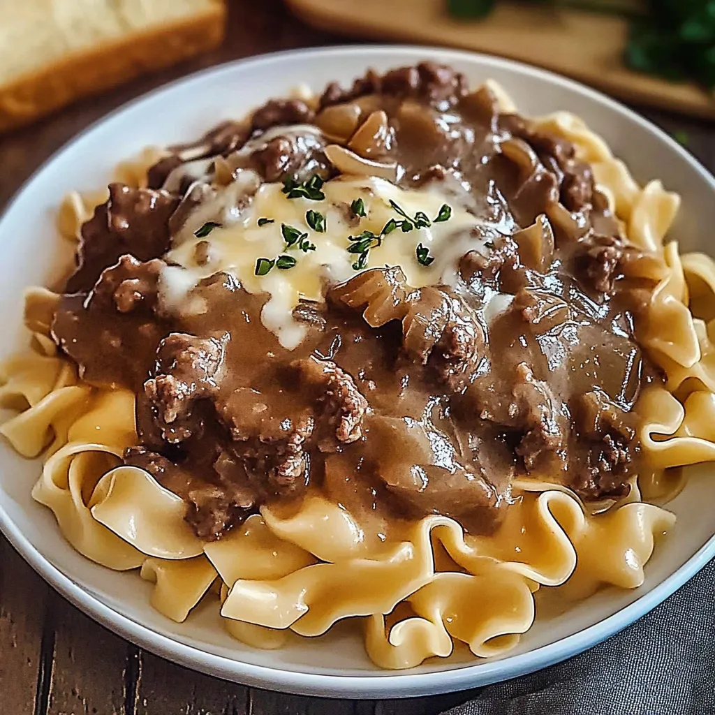 Uma taça de massa com carne e molho.