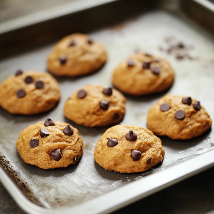 Tabuleiro de biscoitos com pepitas de chocolate.