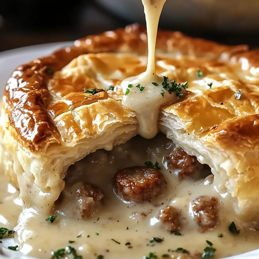 Um prato branco com tarte folhada.