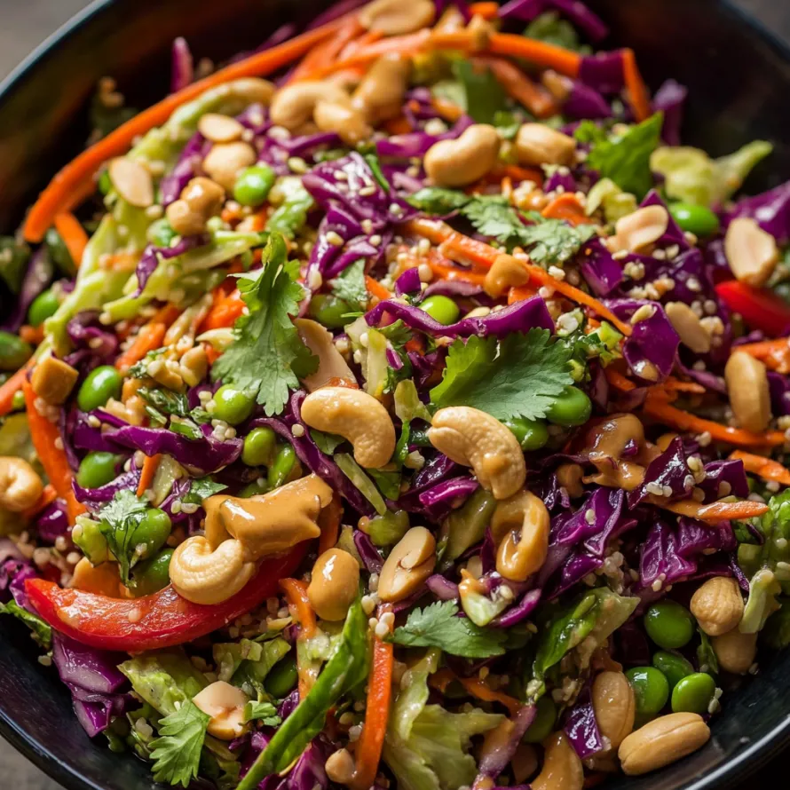 Tigela de legumes misturados com amendoim.