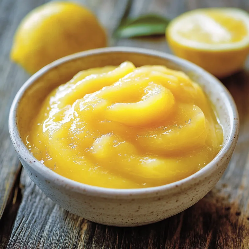 Tigela com creme de limão e fatias de limão ao lado.