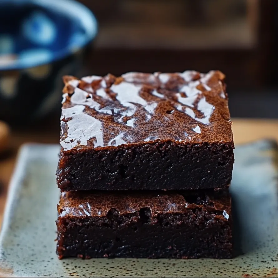 Um brownie de chocolate num prato.