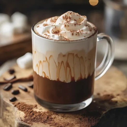 Uma xícara de café com chantilly.