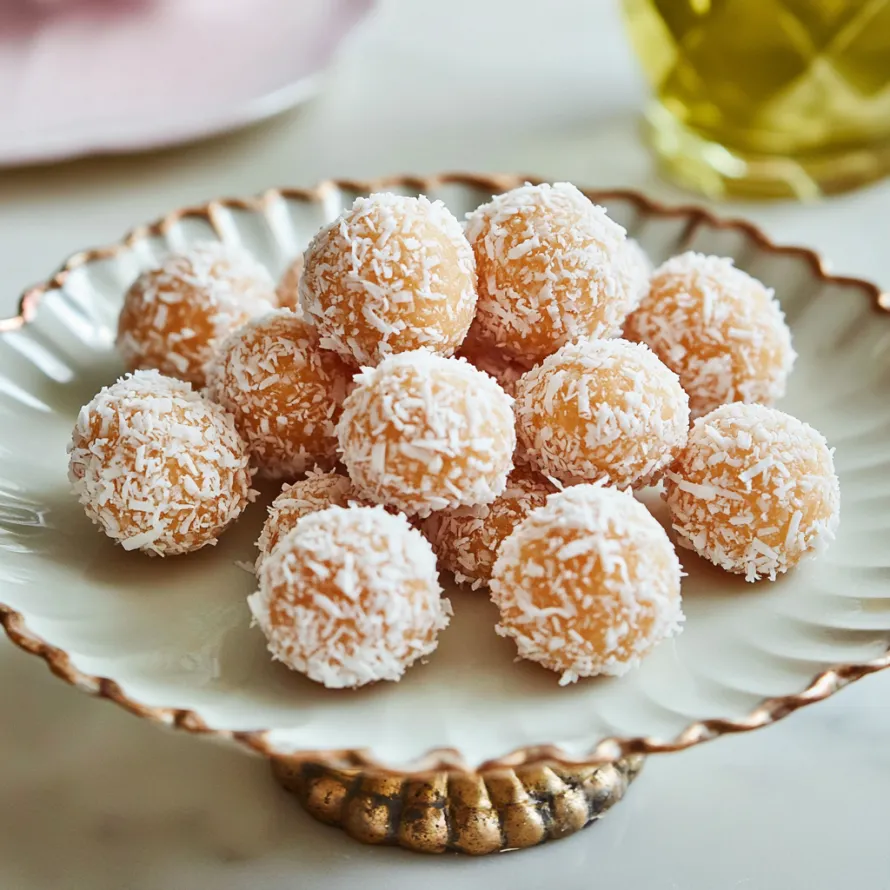 Prato cheio de bolinhos de coco.