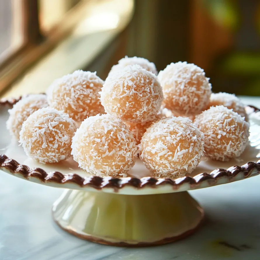 Um prato de bolinhas de coco.