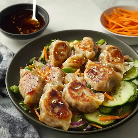 Um prato de comida com verduras e carne.
