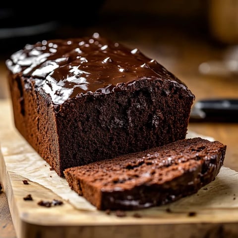 Uma fatia de bolo de chocolate sobre uma tábua de madeira.