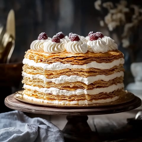 Um bolo com cobertura branca e frutas no topo.